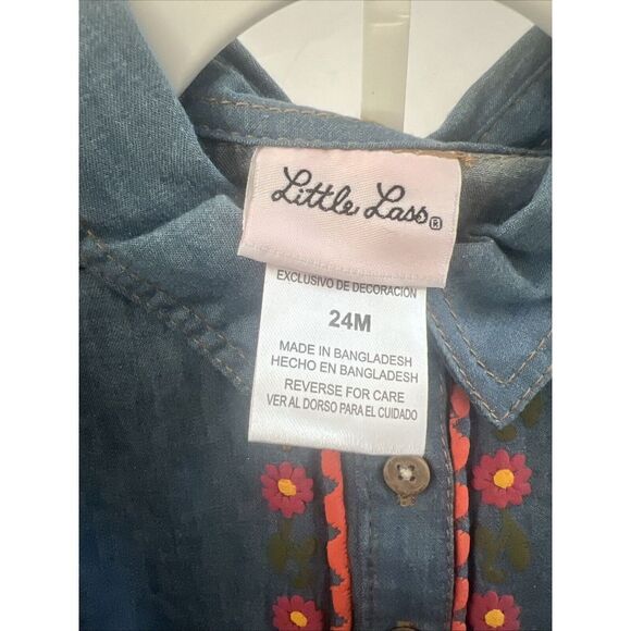 Little Lass Girls Infant Toddler 24 Month Western Denim 2 Piece Outfit NEW - Picture 8 of 8